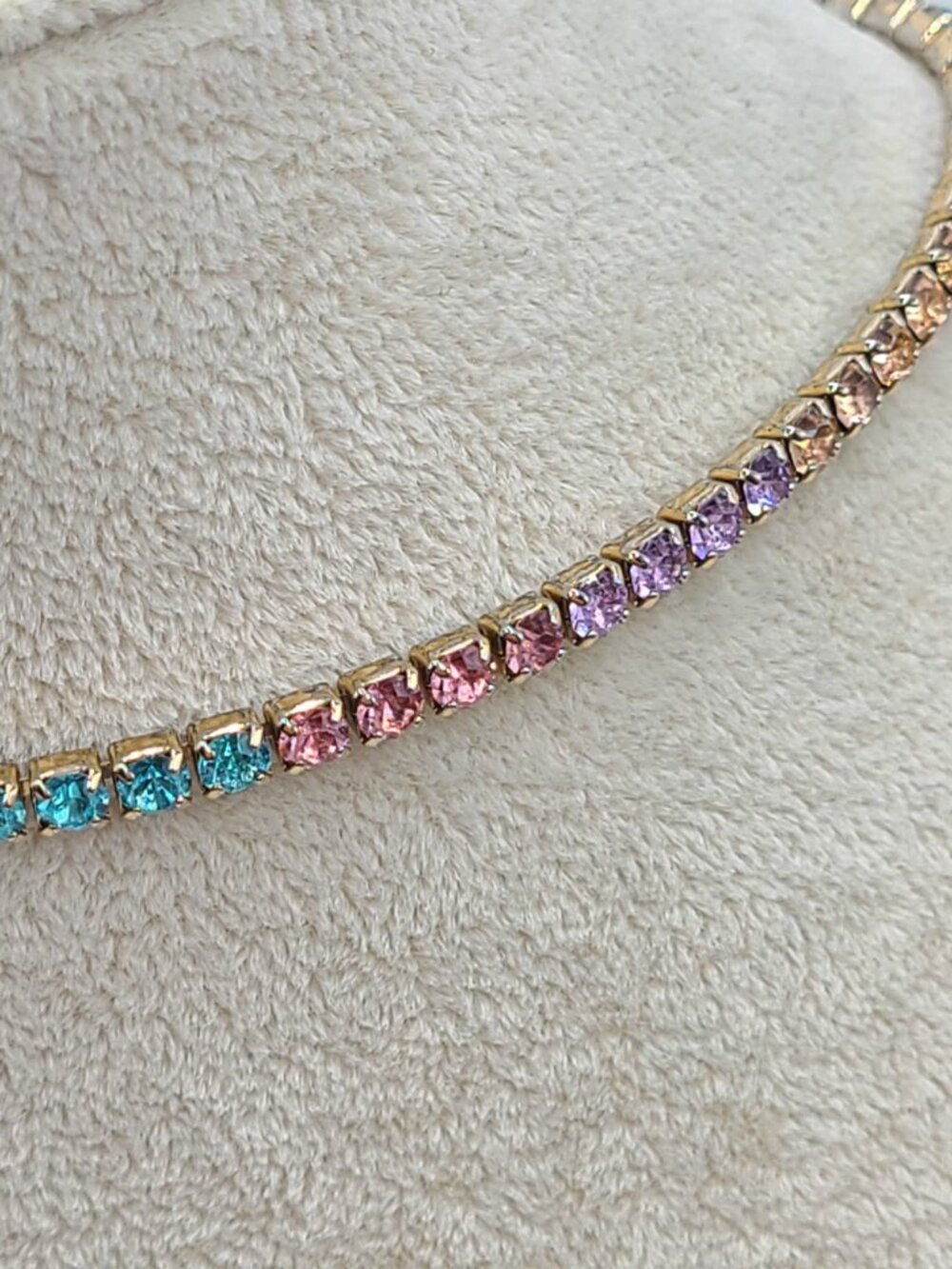 J Crew Girls Rainbow Crystal Tennis Necklace - Picture 10 of 13